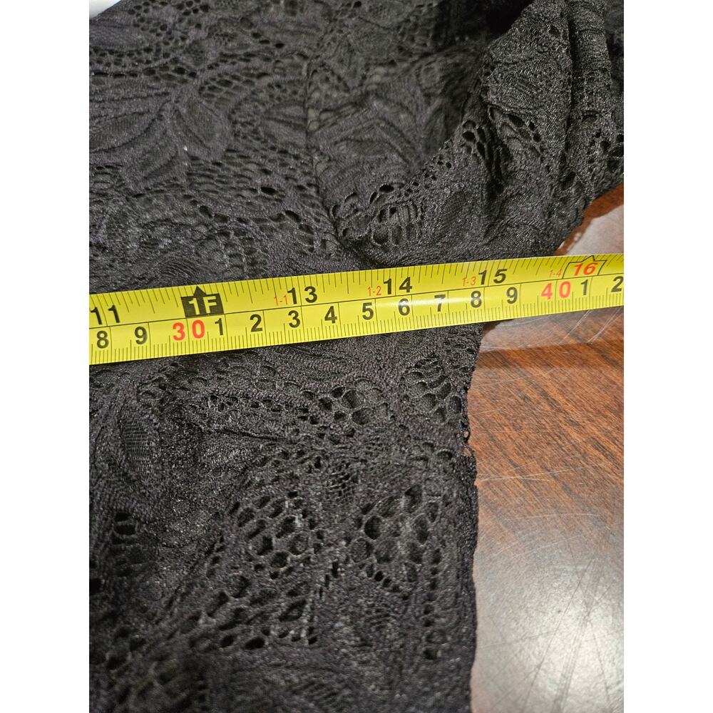 Mikarose Black Lace Modest Midi Dress Bell Sleeve Elegant Occasion XS - Picture 6 of 7